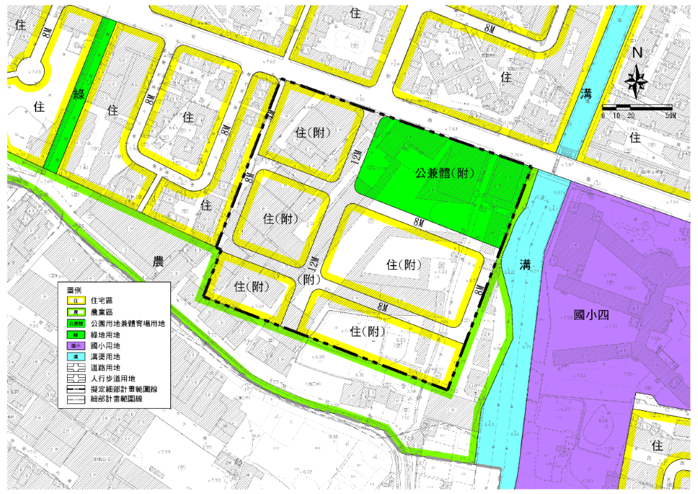 新莊文高用地解編 打造第二運動中心及現代化市場 2 《圖說》新莊高中一用地變更後示意圖,除住宅區、道路用地,另規劃0.69公頃公園用地,後續將由體育處、交通局評估興建國民運動中心並共構停車場。〈城鄉局提供〉